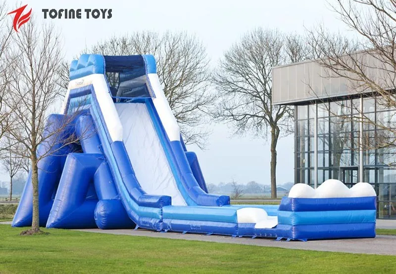 inflatable double slip and slide with pool