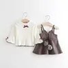 Wholesale Stylish Kids Winter Clothes Long Sleeve Base Shirt and Little Skirt