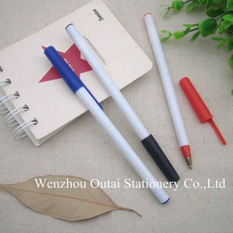 Outae Cheap Simple Plastic Stick Ball Pen Promotional Ballpoint Pen Ot
