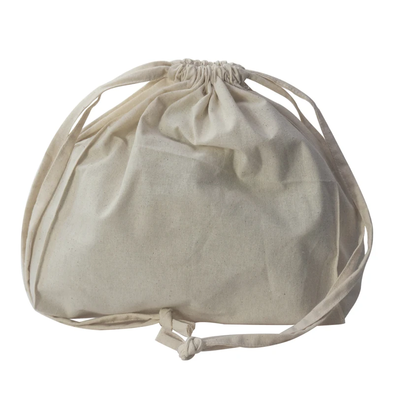 Simple blank light and breathable bulk wholesale cotton gift drawstring bag