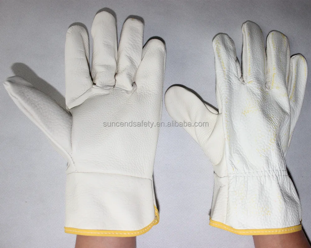 2,3,4 pairs Heavy Duty Unisex Red// White Canadian Rigger Gloves Cow Grain Size10