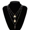 Alibaba top seller fashion multi strand necklace jewelry multi 3 layered cross choker necklace for women 2018