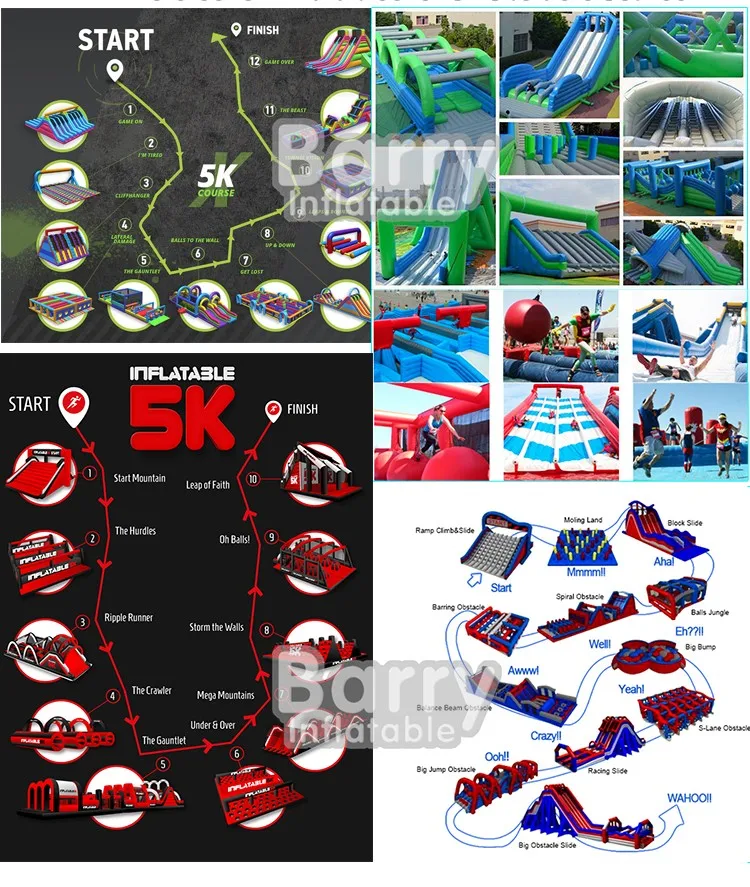 whole set of inflatables for 5k obstacle course racing event, 10K obstacle course, inflatable 5k obstacle course,obstacle course racing,obstacle course run