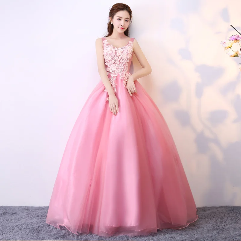 rose pink wedding dress