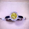 Europe royal luxury wedding gemstone jewelry 18k gold 0.35ct South Africa natural SI yellow diamond ring for women