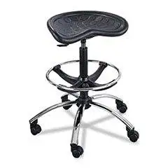 ** Sit-Star Stool with Footring & Caster, 27”-36h Seat, Black/Chrome **