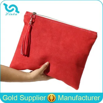 Large Red Suede Leather Clutch Bag Bridesmaid With Tassel Large Red Suede Leather Clutch Bag Bridesmaid With Tassel