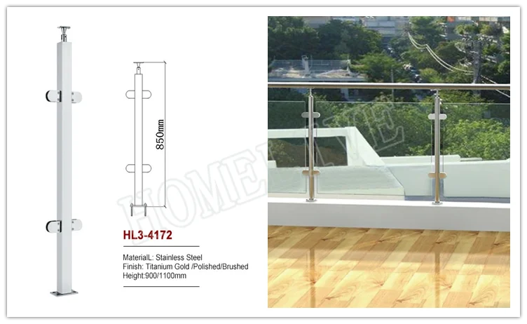 China Great Manufacturer Stairs/Balcony/Platforms Stainless Steel Glass Railing