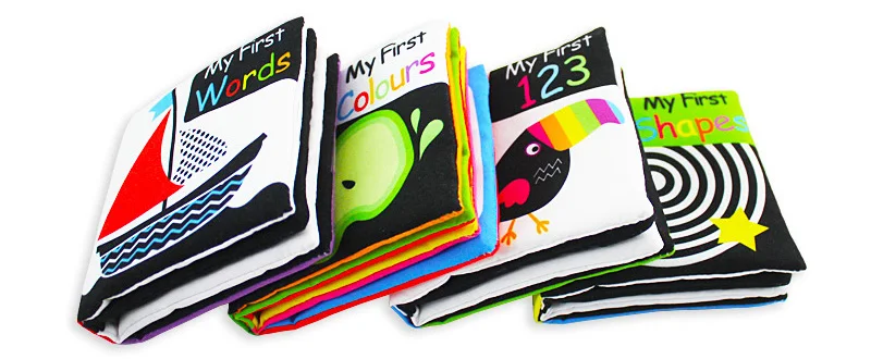 4 Pcs Black White color educational cloth book baby soft fabric toy