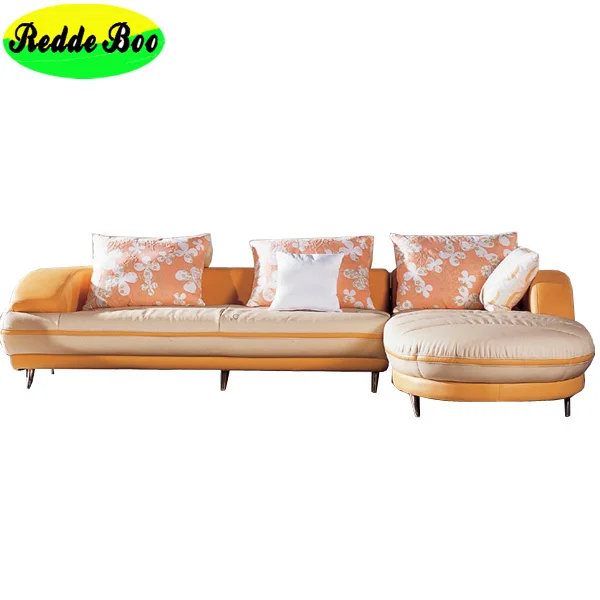 Latest Malaysia Wood Sofa Sets Furniture Modern Orange Leather