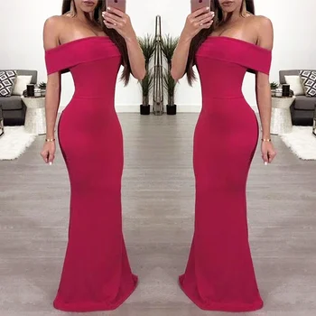 off the shoulder maxi evening dress