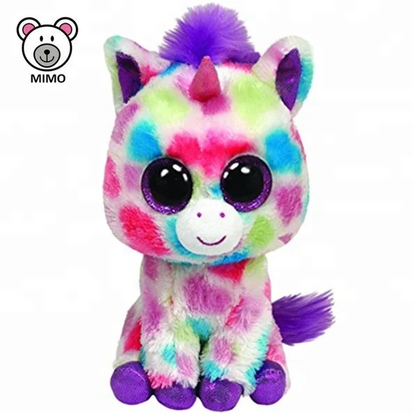 Brand TY Beanie Boos Rainbow Unicorn Plush Toy For Kids Wholesale Custom Big Eyes Colorful Soft Baby Toy Unicorn Stuffed Animal