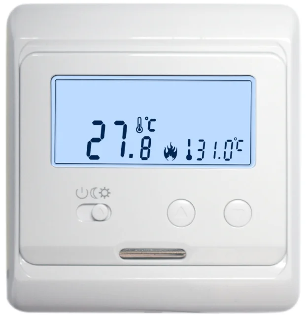 Multimeter measuring 24.3V AC across R and W terminals of a furnace control board