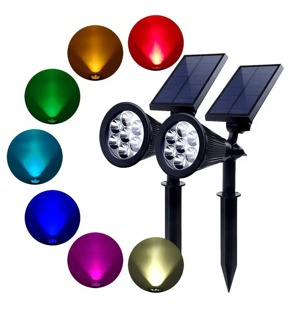 Hot Selling Decoration Solar Garden Light Outdoor Lighting 7 LED Colorful Spot Light For Path Tree
