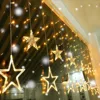 China supplier Warm white 12 big stars led string fairy light 3M 138Leds curtain light Christmas home lighting