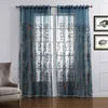 Solid Semi Sheer Curtain Floral Embroidery Voile Window Treatment Panels 84 Inches Long for Bedroom Living Room