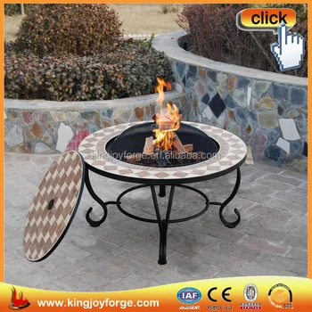 Bbq Cooking Ceramic Fire Pits With Mosaic Diamond Table Pattern