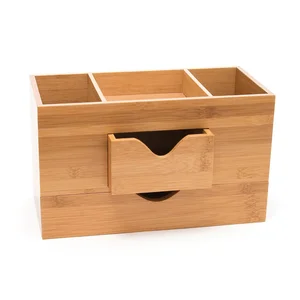 Bamboo Desk Organizer with Sliding Drawer Multiple Shelves/Racks for Office Supplies and Desk Accessories