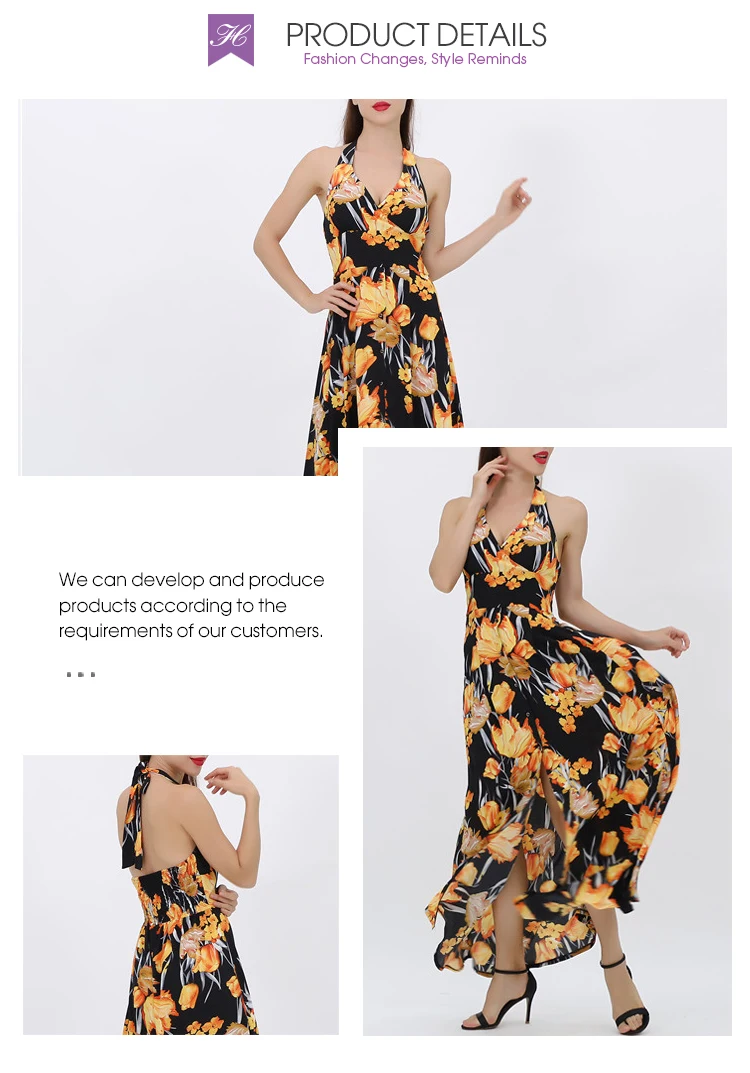 custom women clothing v neck sleeveless summer maxi hawaiian ladies dress for women