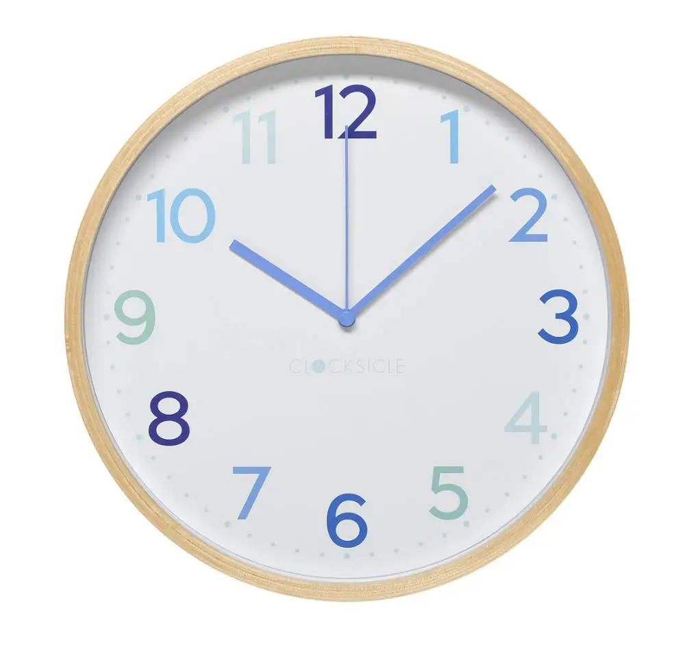 
Wholesale cheap price 12 inches wood round shape silent movement quartz simple design wooden frame home decorative wall clock 