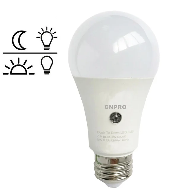 9W Dusk to Dawn Led Bulb E26 E27 B22 Sensor Light Amazon Hot Sale