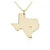 China factory custom map gold necklaces jewelry, rhinestone main stone Texas state charms necklaces (NC-035)