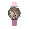 Cheap Alloy Gift Wristwatch Hello Kitty Leather kids Child Watch For Girl