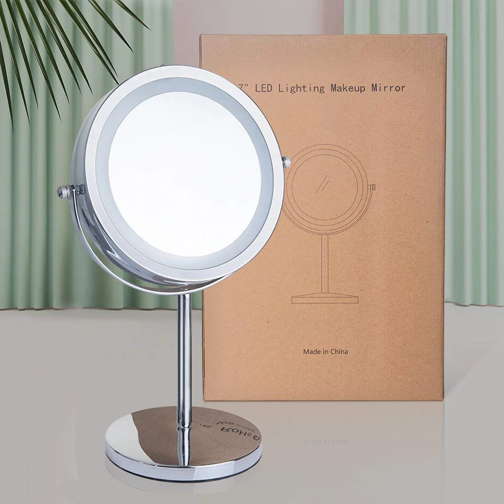 Hot Sales 6" 7" 8" Double Face Led Vanity 3X 5X 10X Magnifying Makeup Mirror With Led Light