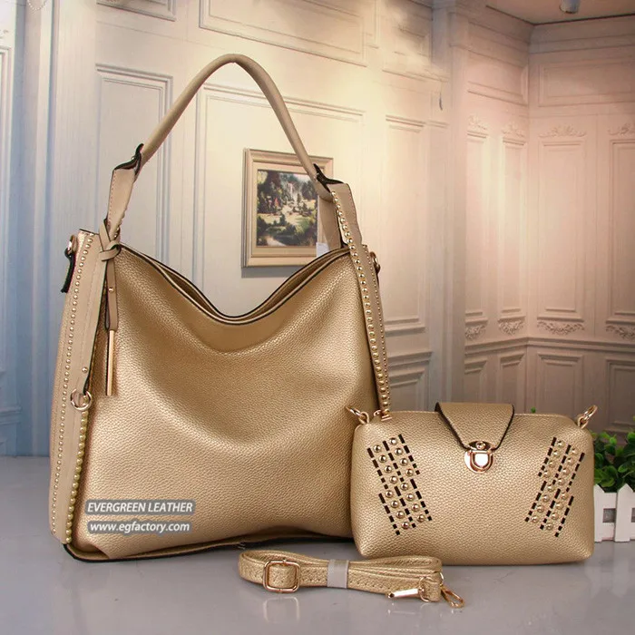 Classic women handbag with rivet of bag set SH545