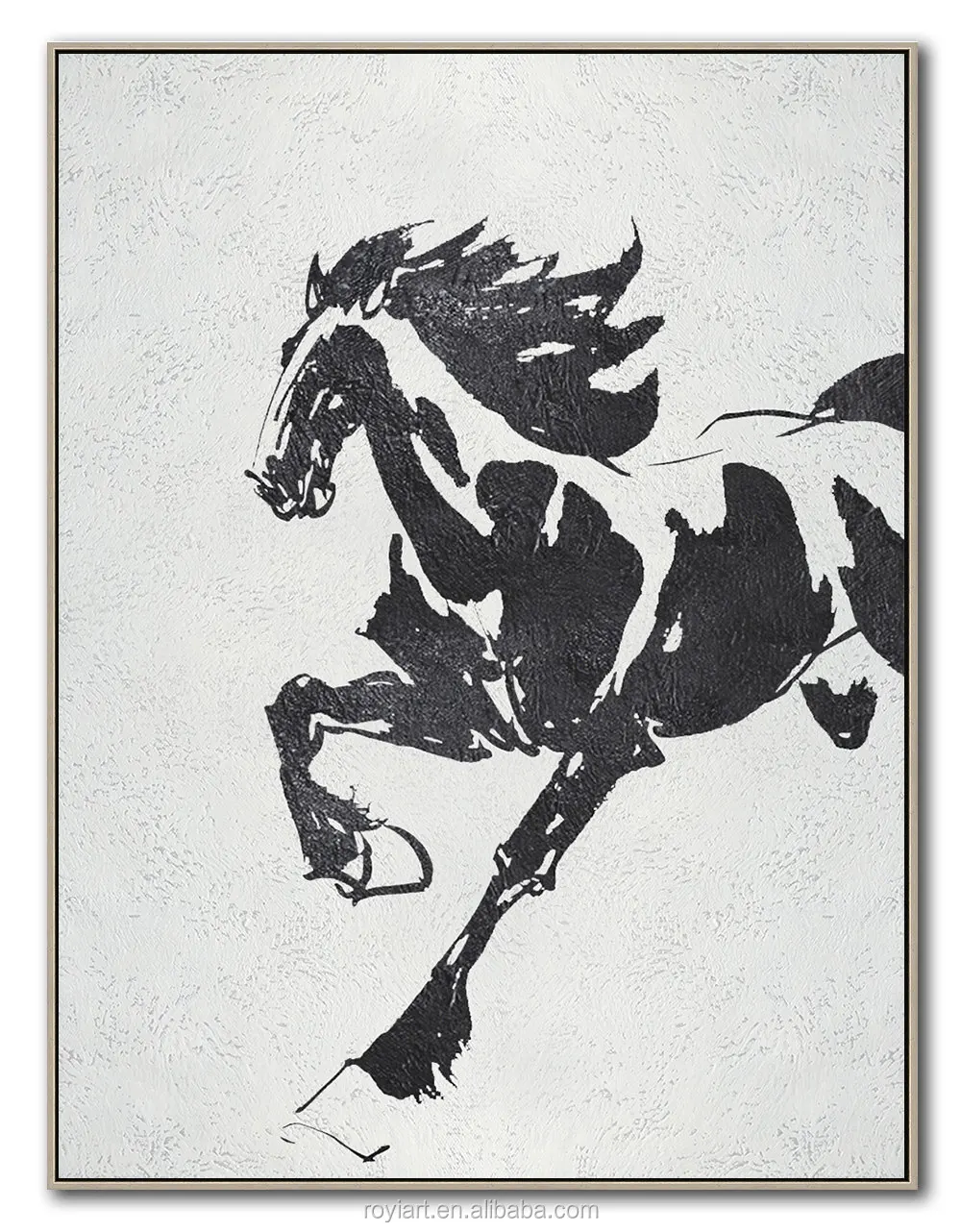 abstract horse painting black and white