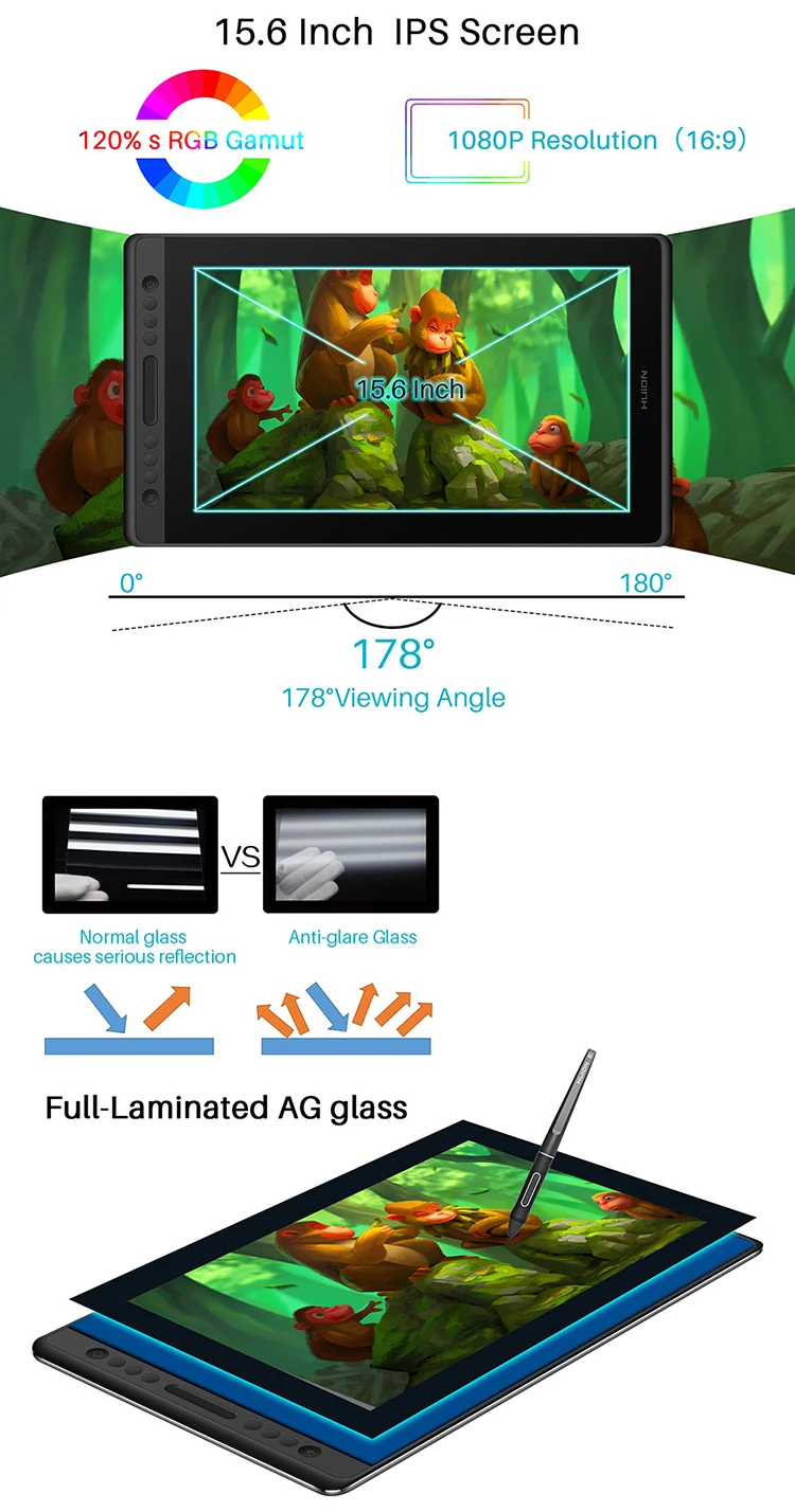 Huion Tablet Kamvas Pro 16 Layar Ips Laminasi Penuh Fungsi Kemiringan Gambar Kartun Pena Grafis Monitor Buy Pena Menggambar Tablet Monitor Pena Tablet Monitor