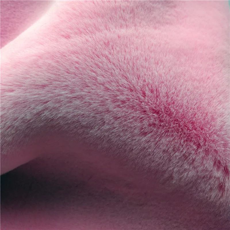 
High Quality Babypink Color Faux Rabbit Fur Fabric for Winter Coat Rugs 