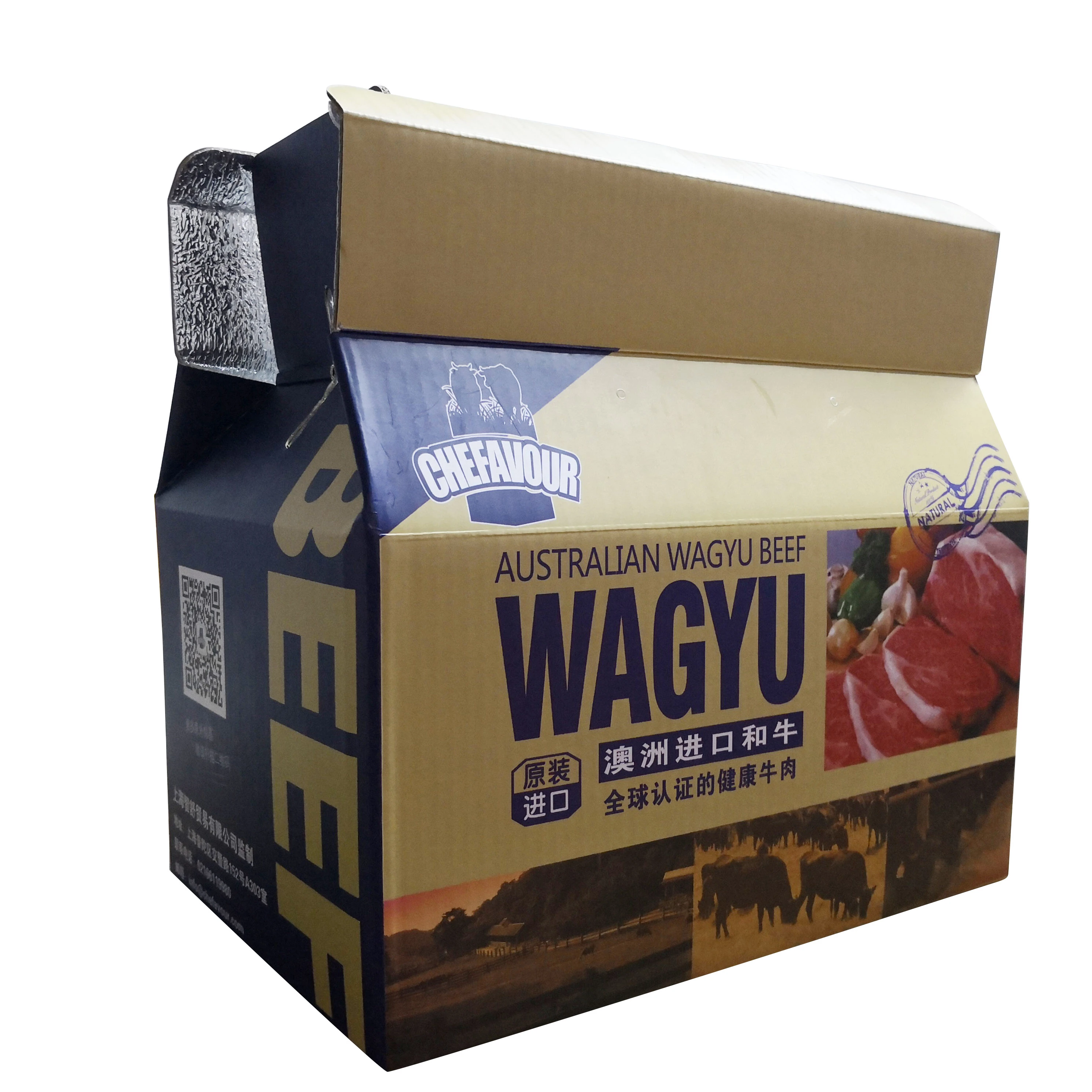Insulated Cardboard Box For Beef Or Meat For Thermal Packaging,Cold