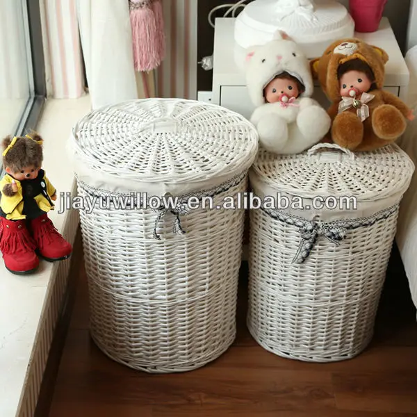 Hot Sale Round Wicker Laundry Hamper With Lids And Liner Removable