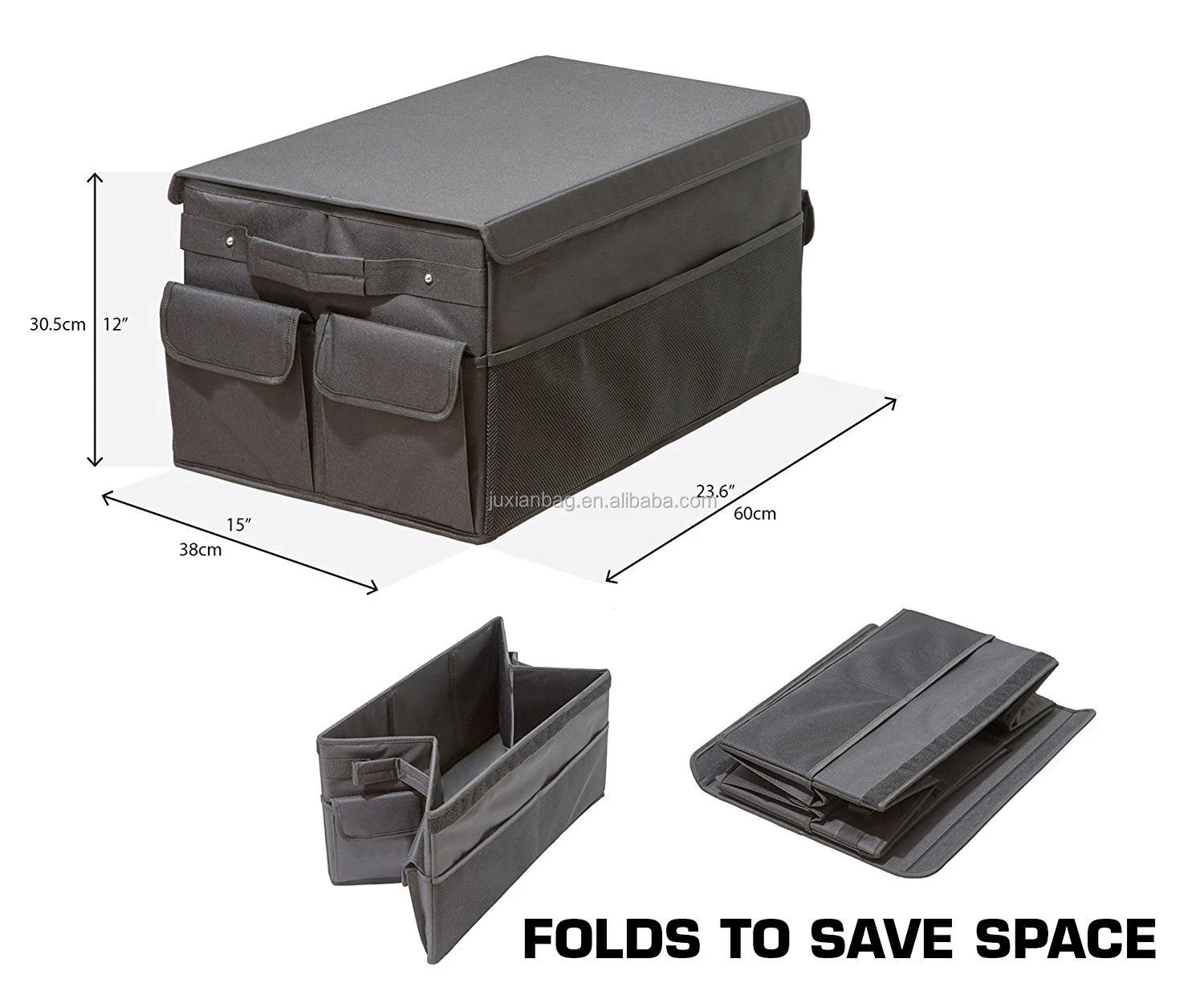 Premium Foldable Cargo Trunk Organizer With Cover,Storage Cargo Trunk