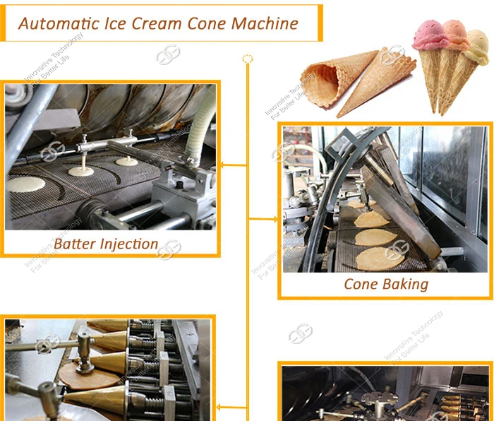 Large Capacity Automatic Making Rolled Sugar Icecream Gelato Cone Production Line Commercial Ice Cream Cone Machine For Sale