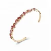 Gold Double Row Irregular Zircon Opening Charms Women Bracelet
