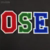 Custom alphabet letters patches OSE chenille patches letters colors top and white background