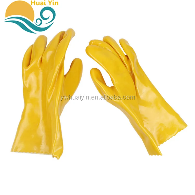 yellow plastic gloves