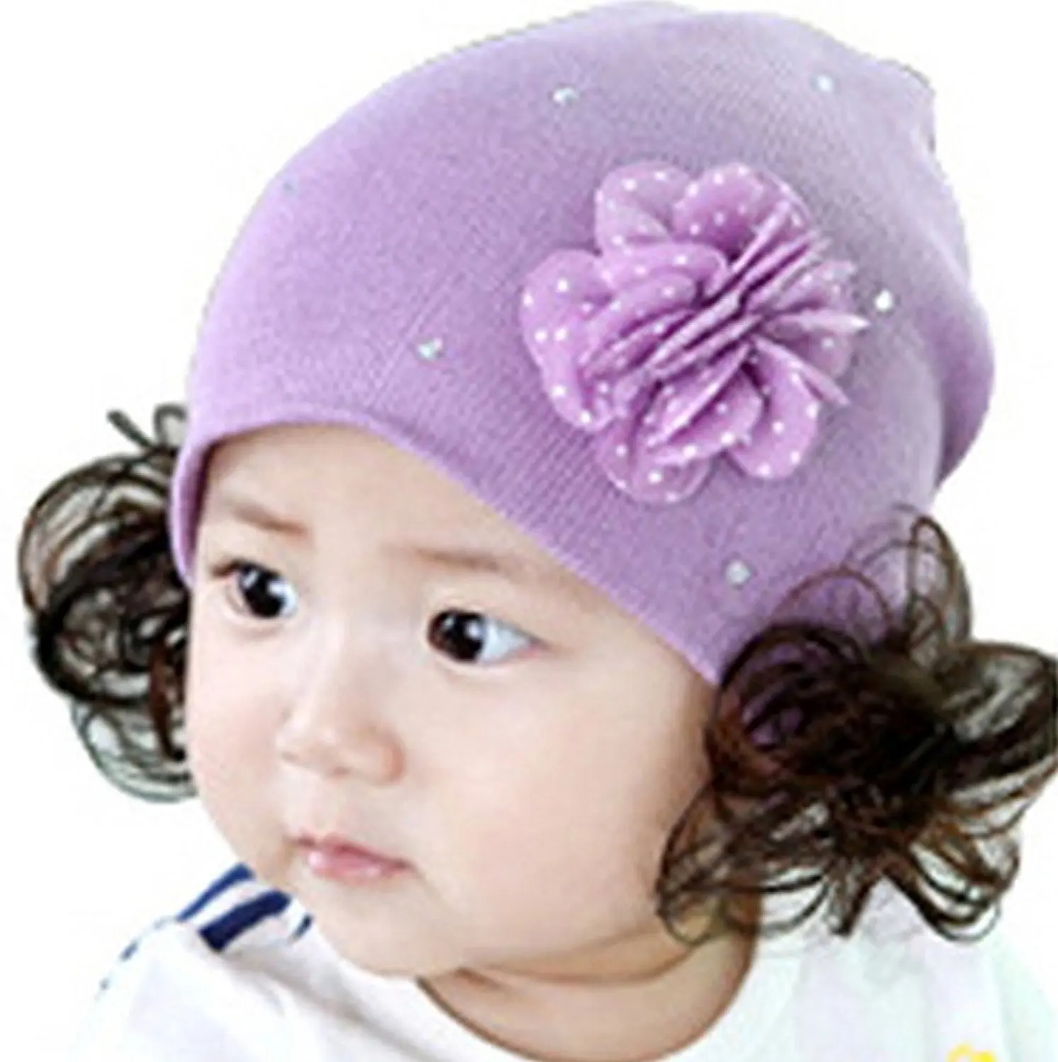 Baby Girls Hat With Wig Winter Toddler Infant Knitted Baby Girl Hat Cute  Fake Hair Cap Kids Hats Cute Cartoon Wig Warm Caps  lupongovph