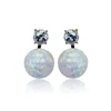 Special Best Selling Rhodium Plated Opal EAR Studs,CZ earrings