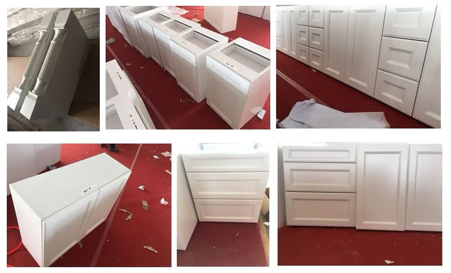 2019 u shape white solid wood kitchen cabinet with quartz