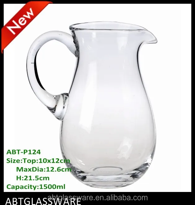 Clear Transparent Classical Handmade 1 Gallon Glass Pitcher With Handle