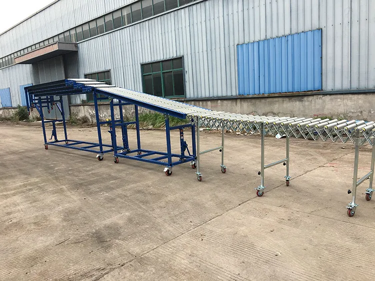 Gravity Truck Loading Conveyor Flexible Expandable Unloading Full
