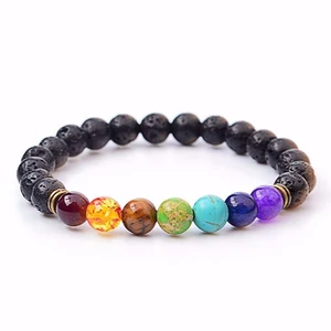 Lava bead chakra bracelet lava jewelry bangle supplies