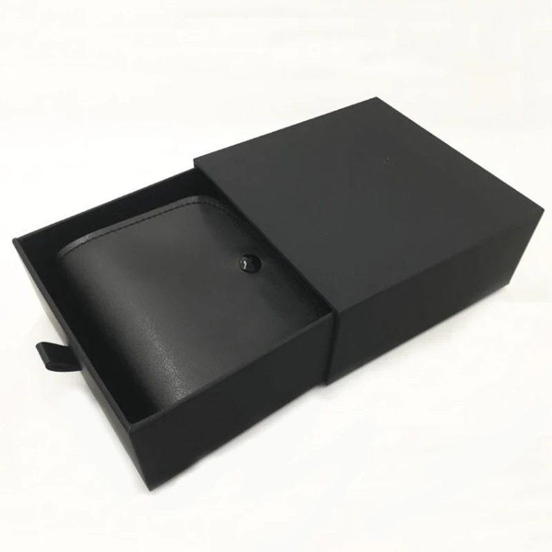 黑盒珠宝包装盒,带有定制徽标印刷首饰盒