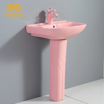 Cute Design Glazed Glaze Colorful Child Pink Color Pedestal Wash Basin Buy Color Basin Pink Color Pedestal Wash Basin Child Pedestal Basin Product