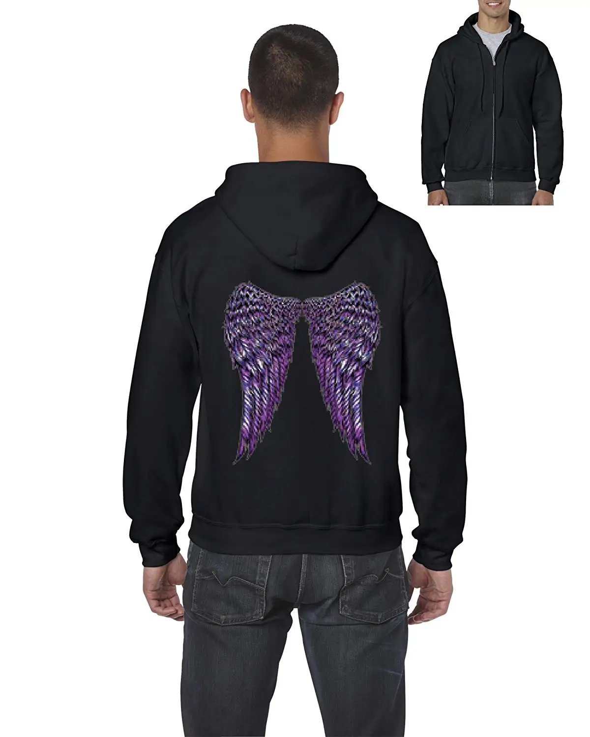 angel wing zip hoodie