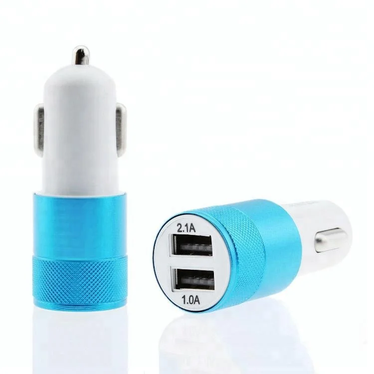 Aluminum Alloy Body Mobile Phone Car Charger Quick Charging Dual USB Charger For Smartphone
