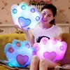 High Quality Color Change Luminous Bear's Paw Pillow Soft Plush Pillow Led Light Pillow Night Light Kids Cushion Toy Girls Gifts